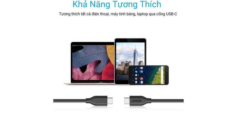 Cáp Anker Powerline USB-C ra USB-C 2.0 - Dài 0.9m - A8181