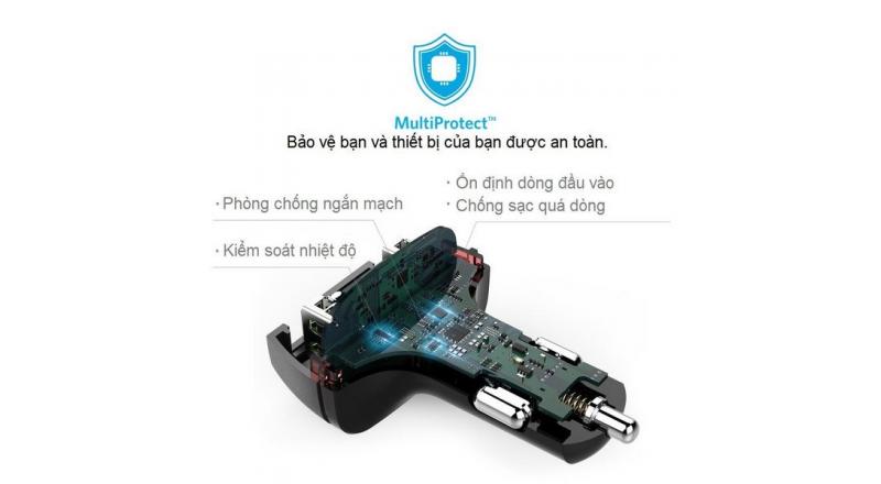 Sạc ô tô Anker 2 cổng, 36w, Quick Charge 2.0 - [PowerDrive+ 2, 36w, QC 2.0] - A2221