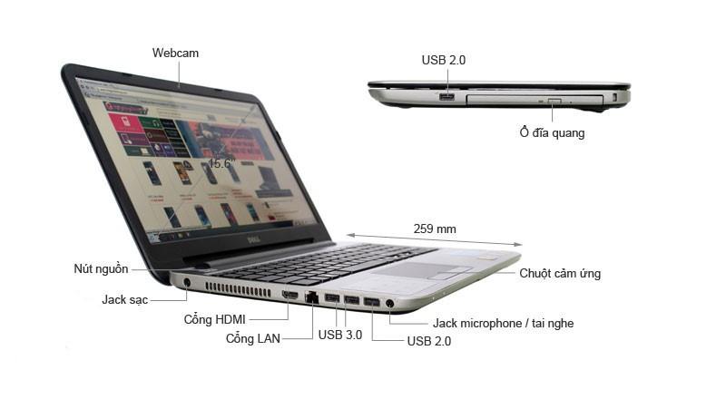 Dell N5537 I7-4500U/ RAM 4GB/ HDD 500GB/ HD Graphics 4400/ 15.6 INCH HD